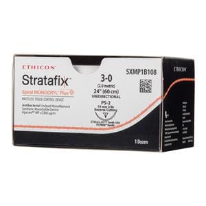 Stratafix Spiral Monocryl Plus Suture 3-0 24" TCS/PCL25 Mnflmnt PS2 12/Bx