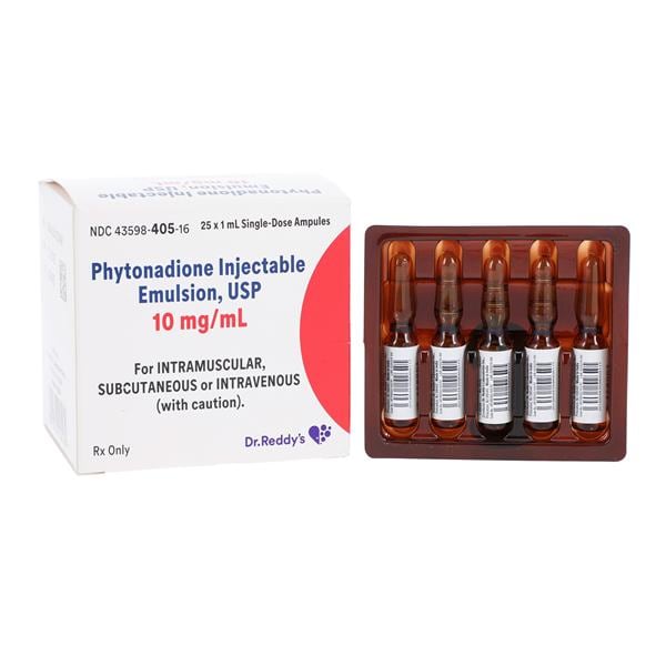 Phytonadione (Vitamin K) Injection 10mg/mL Ampule 1mL 25/Package
