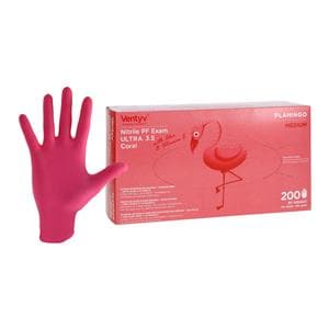 Flamingo Nitrile Exam Gloves Medium Coral Non-Sterile