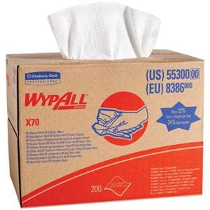 WypAll X70 Wiper Pop-Up Disposable Spnbnd Polypro 12.5 in x 16.8 in Wt 200/Ca