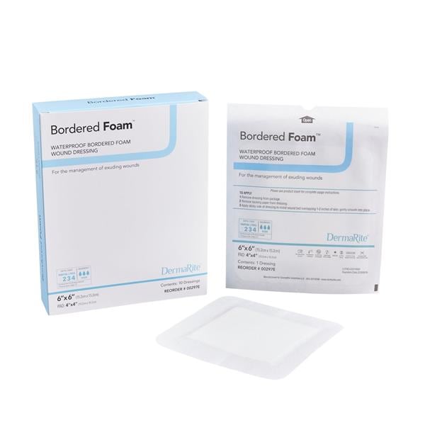 Bordered Foam Hydrophilic Foam Island Dressing 6x6" Sterile Sq Adhs Wt Hi Abs LF