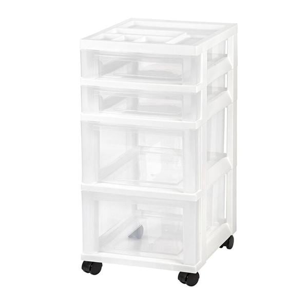 Cart Irs Rolling Pl Strge 4 Drawers 14-1/4 in x 12-1/16 in x 26-7/16 in Wht Ea