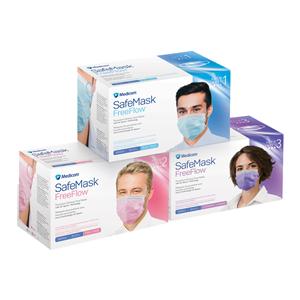 SafeMask FreeFlow Procedure Mask ASTM Level 3 Fog-Free Strip Pink Adult 50/Bx, 10 BX/CA