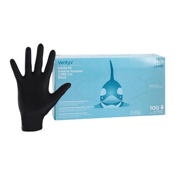 Orca Nitrile General Purpose Gloves Large Black 100/Bx