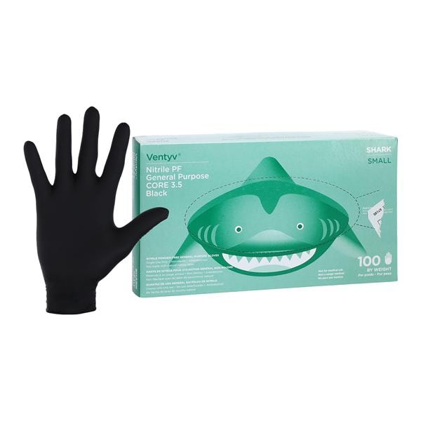 Shark Nitrile General Purpose Gloves Small Black 100/Bx