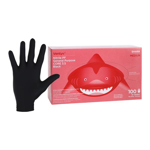 Shark Nitrile General Purpose Gloves Medium Black 100/Bx