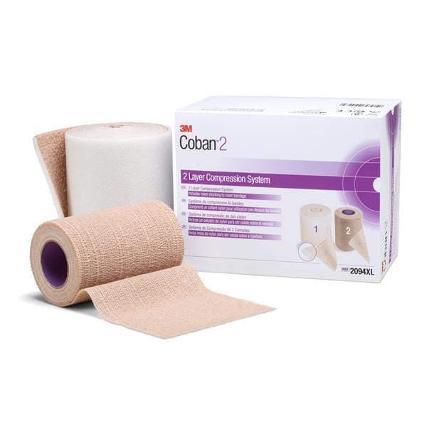 Coban Compression System Wrap Foam/Elastic 4"x3.8yd/4"x6.3yd Beige/Tan NS 8/Ca