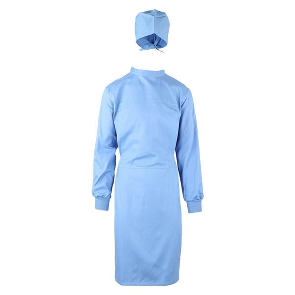 Isolation Gown Adult Small Blue Reusable Ea