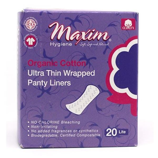Panty Liner Organic Cotton Ultra Thin Lt White Disposable Fragrance Free 20/Bx