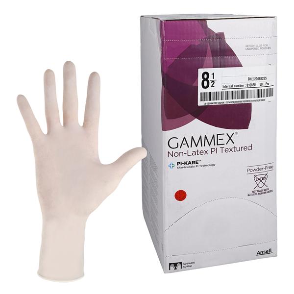 GAMMEX Non-Latex PI Textured Polyisoprene Surgical Gloves 8.5 White 50Pr/Bx