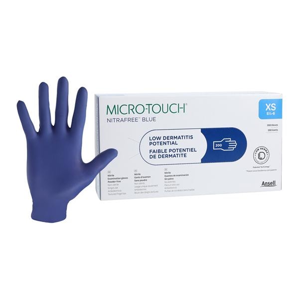 MICRO-TOUCH NitraFree Nitrile Exam Gloves X-Small Blue Non-Sterile 200/Bx