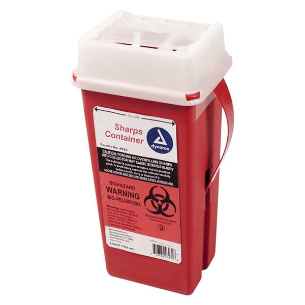 Sharps Container 2qt Red 10x4x4" Slide Lid Plastic Ea