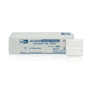 Distech 100% Cotton Gauze Sponge 2x2" 8 Ply Non-Sterile LF