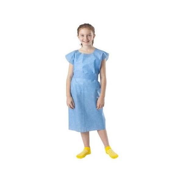 Patient Gown 21 in x 36 in Bl Non-Sized Tissue / Poly / Tissue Disposable 50/Ca