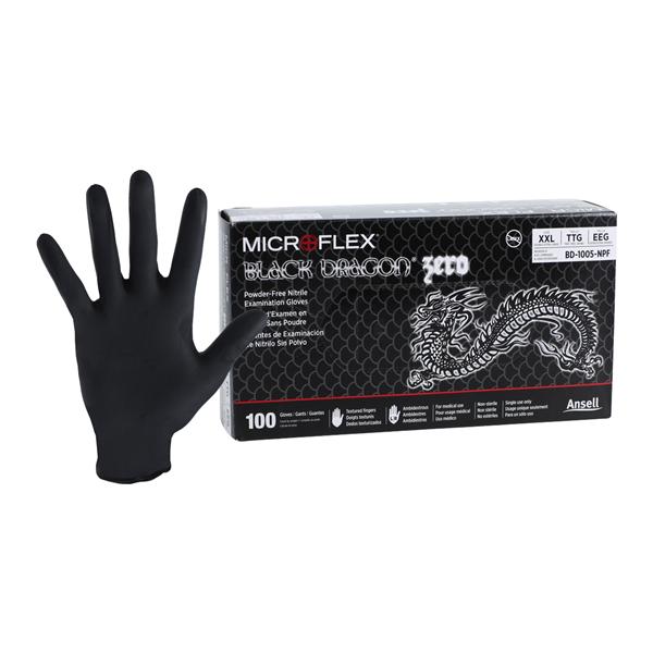 MICROFLEX Black Dragon Zero Nitrile Exam Gloves 2X-Large Black Non-Sterile