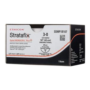 Stratafix Spiral Monocryl Plus Suture 3-0 18" Triclosan Mnflmnt PS-2 Undyd 12/Bx