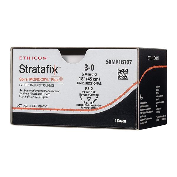 Stratafix Spiral Monocryl Plus Suture 3-0 18" Triclosan Mnflmnt PS-2 Undyd 12/Bx