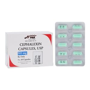 Cephalexin Capsules 500mg Blister Pack 5x10/Package Each