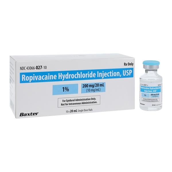 Ropivacaine HCl Injection 1% 10mg/mL Preservative Free SDV 20mL 10/Package