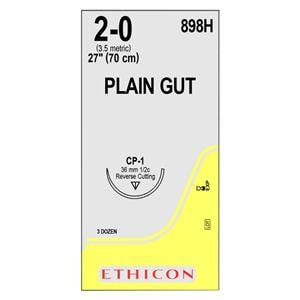 _ Suture 2-0 27" Plain Gut Monofilament CP-1 Yellowish Tan 36/Bx