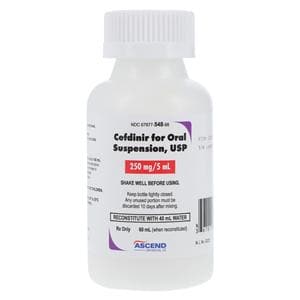 Cefdinir Oral Suspension 250mg/5mL Strawberry Bottle 60mL Each