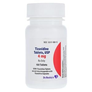 Tizanidine HCl Tablets 4mg Bottle 150/Bottle Each