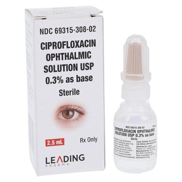 Ciprofloxacin HCl Ophthalmic Solution 0.3% Bottle 2.5mL Each