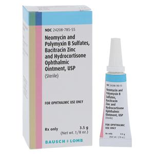 Bacitracin Neomycin Polymyxin B Hydrocortisone Opth Oint 500U/10mu Tb 3.5gm Each