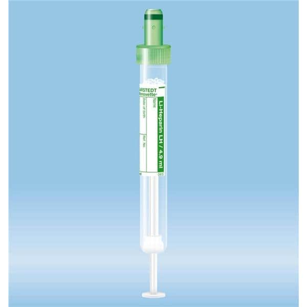 S-Monovette Blood Collection Tube Green Cap 4.9mL Screw Cap PP/HDPE 500/Ca