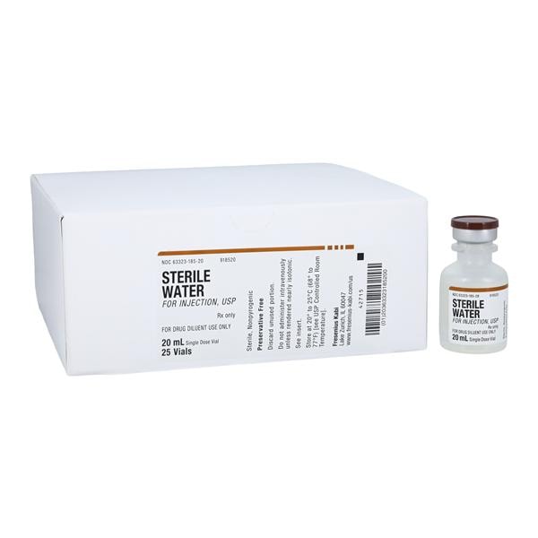 Water for Injection Injection Preservative Free SDV 20mL 25/Package