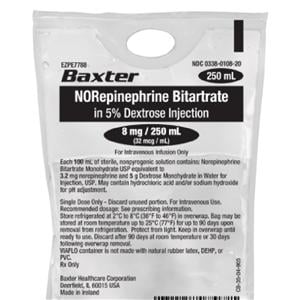 Norepinephrine Bitartrate Injection 8mg/Bag Bag 250mL 20/Package
