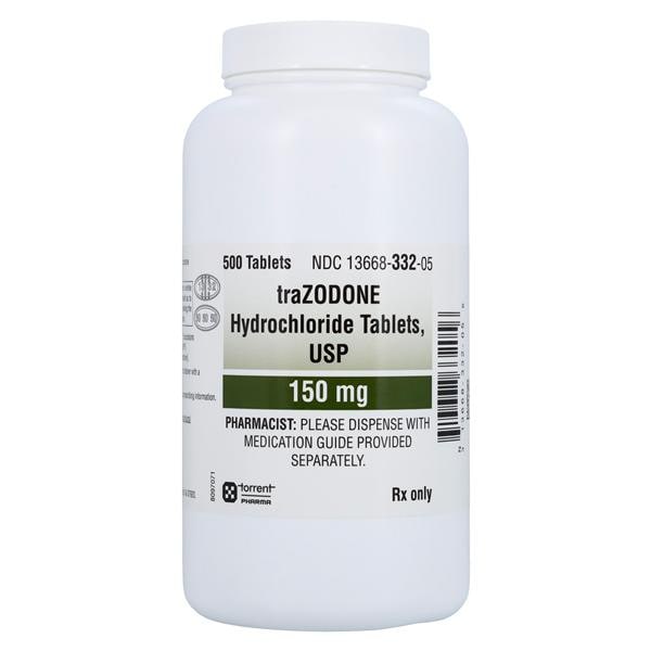 Trazodone HCl Tablets 150mg Bottle 500/Bottle Each