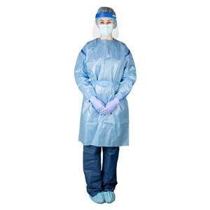 Chemotherapy / Isolation Gown Poly-Coated SMS Large Blue 30/Cs