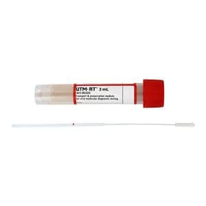 Flocked Swab Skirted Tube / Red Cap Mini-Tip 16x100mm 3mL 50/Bx