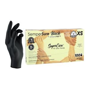 SemperSure Nitrile Exam Gloves X-Small Black Non-Sterile