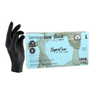 SemperSure Nitrile Exam Gloves Large Black Non-Sterile 100/Bx