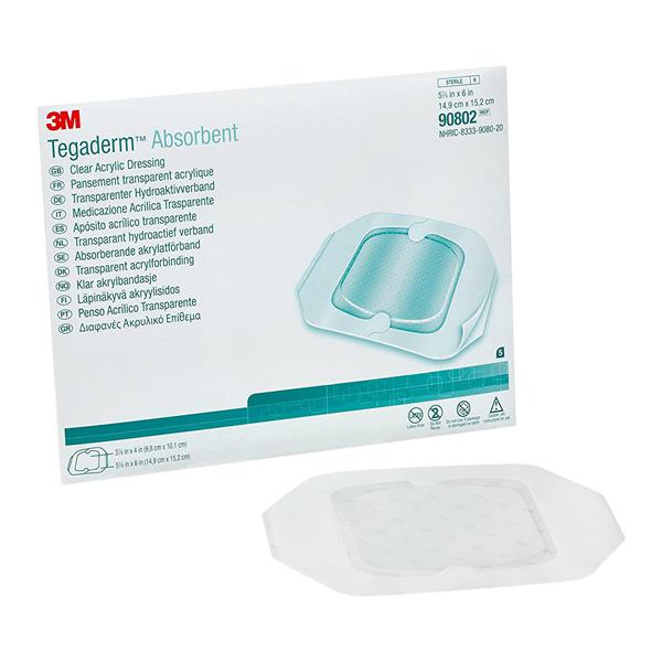 Tegaderm Acrylic Transparent Dressing 5-7/8x6" Sterile Square Adhs Trans Abs LF