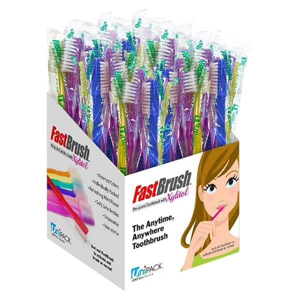 FastBrush Toothbrush Disposable Pre-Pasted Extra Soft Xylitol 100/Bx