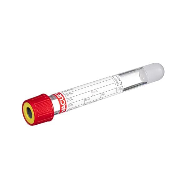 Vacuette Blood Collection Tube Yellow/Red 5mL Pull Cap 50/Bx
