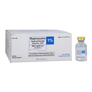 Ropivacaine HCl Injection 1% 10mg/mL Preservative Free SDV 20mL 25/Package