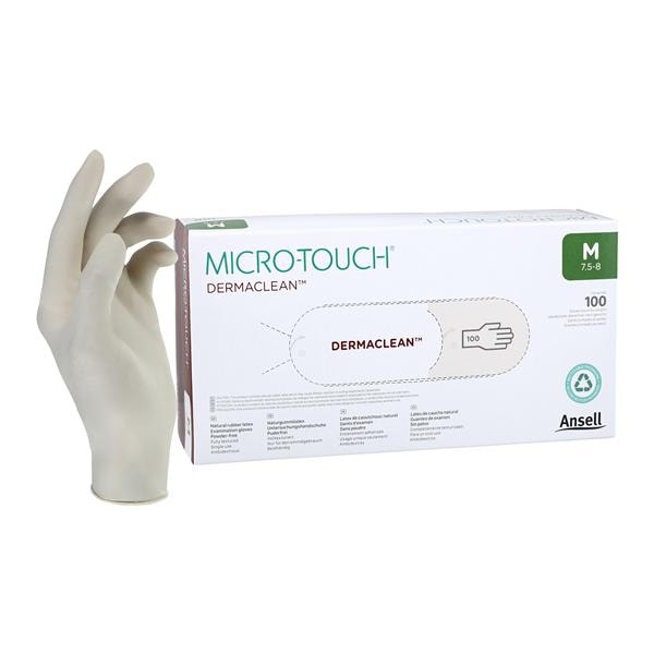 MICRO-TOUCH DermaClean Latex Exam Gloves Medium Cream Non-Sterile 100/Bx