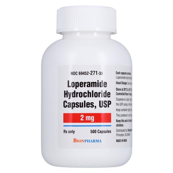 Loperamide HCl Capsules 2mg Bottle 500/Bottle Each