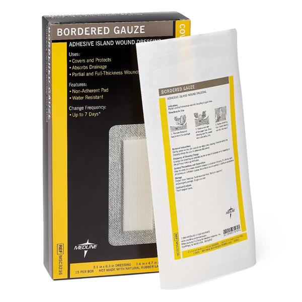 Composite Island Wound Dressing 3x6" 4 Layer Sterile Adhesive LF