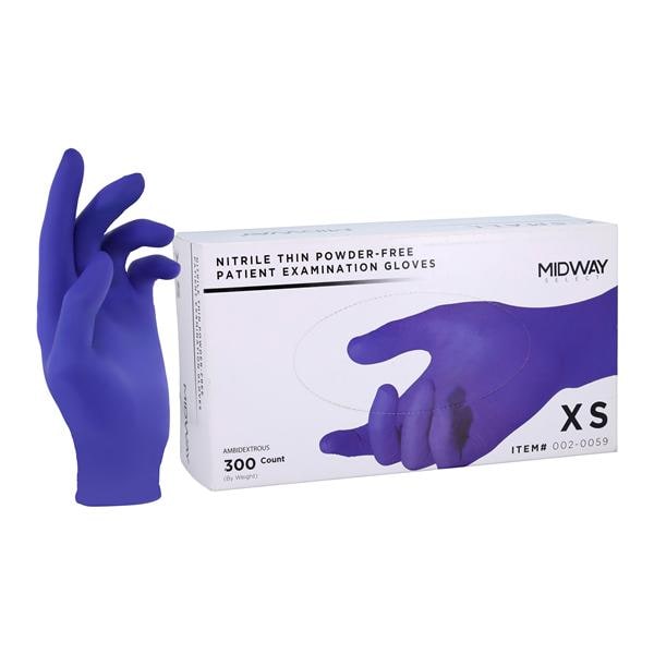 Nitrile Exam Gloves X-Small Purple Non-Sterile 300/Bx