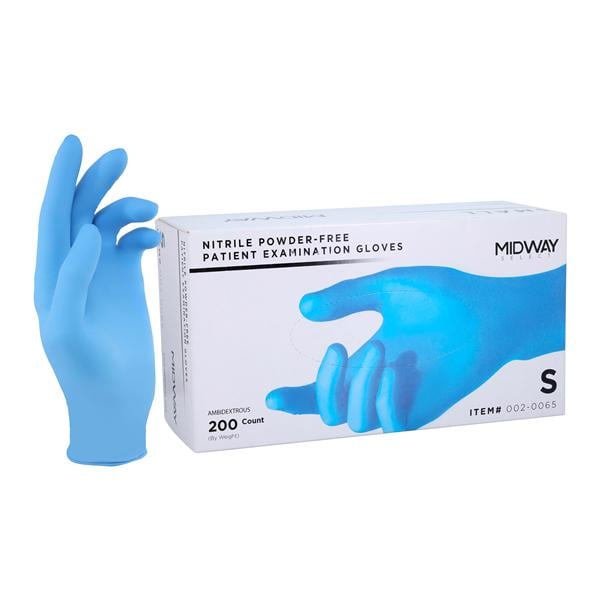 Nitrile Exam Gloves Small Blue Non-Sterile 200/Bx