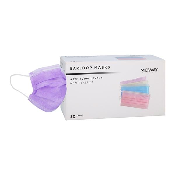 Surgical Mask ASTM Level 1 Lavender Adult 50/Bx