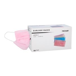Surgical Mask ASTM Level 2 Pink Adult 50/Bx