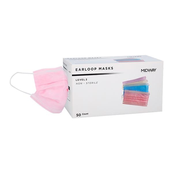 Surgical Mask ASTM Level 2 Pink Adult 50/Bx