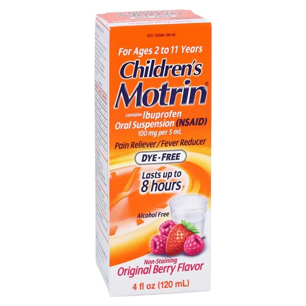 Motrin Chld 2-11 NSAID Oral Suspension 100mg/5mL Berry 3/Pk, 12Pk/Ca 4oz 3/Pk