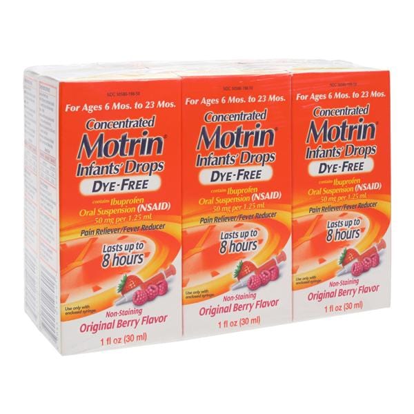 Motrin Infnt Pn Rlvr/Fvr Rdcr Oral Susp DyFr 50mg/1.25mL Brry 1oz Bottle 6/Pk
